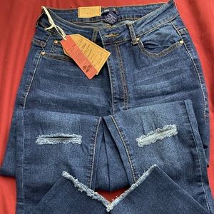 NWT • High-waist Distressed Denim Jeans
